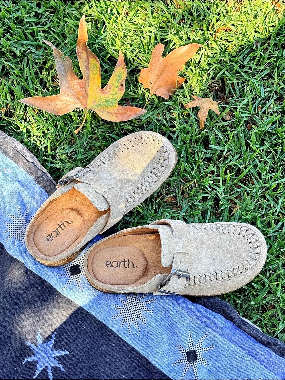 Earth Eileen Braided Suede Clogs — Like New + Original Box
